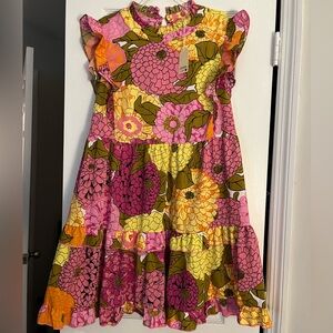 JODIFL Yellow and Pink Tiered Sundress Casual Resort Wear